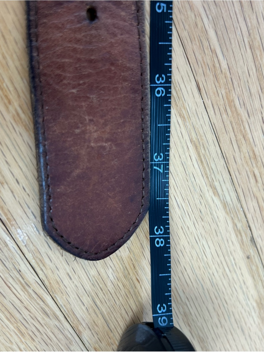 VTG American Eagle Brown Leather Rhinestone Oval Buckle Belt - Picture 7 of 7